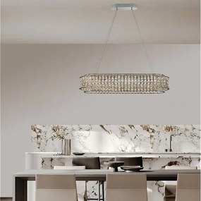 Lustra suspendata LED crom, cristale sticla CELYSIA 100x30cm