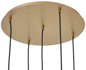 Lampă suspendată Art Deco aurie cu sticlă opal 5 lumini - Yani