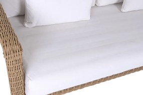 Set lounge exterior din rattan sintetic și structură din aluminiu cu canapea, 2 fotolii, masă și perne, finisaj natural, „Malibu”