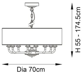 Endon 98938 - Candelabru pe lanț HIGHCLERE, 8xE14/40W/230V, Ø 70 cm, alb/alamă