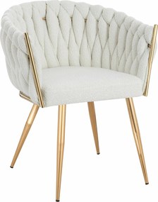 HR750 Scaun cu picioare Aurie Crem din Boucle