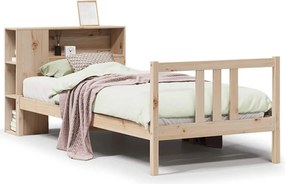vidaXL Pat cu bibliotecă fără saltea, 75x190 cm, lemn masiv de pin