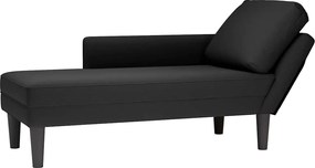 vidaXL Șezlong cu pernă și cotieră dreaptă, negru, catifea