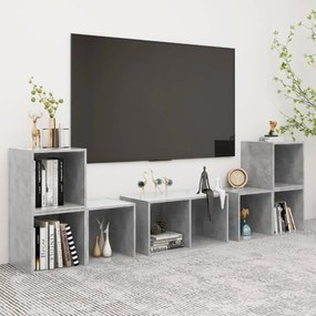 3080055 vidaXL Set de dulapuri TV, 6 piese, gri beton, lemn prelucrat