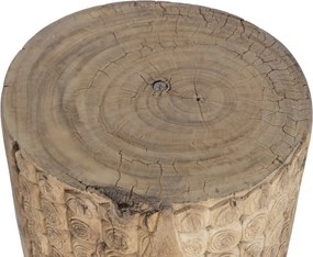 Coloană decorativă din lemn masiv de tec, maro, cu Buddha sculptat manual, finisaj natural, 103 x 40 x 40 cm, „Ayutthaya”