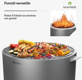Focar Ignite Pure, fum redus, grătar pentru grătar, oțel inoxidabil, portabil, capac pentru ploaie, mânere de transport