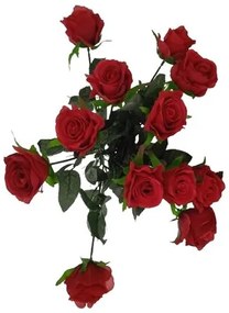 Buchet artificial de trandafiri roșii, 67 cm, 12bucăți