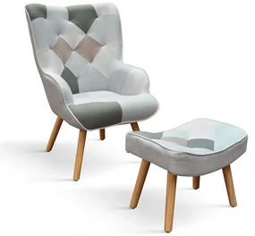 Fotoliu Patchwork ,structura metalica ,tesatura multicolora - ALBASTRU DESCHIS