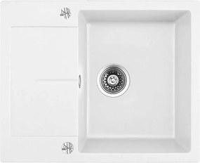 Chiuveta compozit Inter Ceramic finisaj granit alb 62x50 cm cu picurator