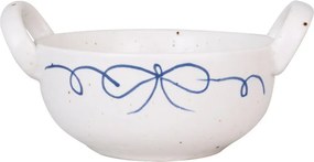 Bol decorativ vintage din ceramică, alb cu detalii albastre „Viola Bow”