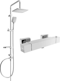 Mexen Cube Set de duș montat pe perete Sven cu duș de ploaie și baterie termostatică pentru duș, crom - 77200262-00