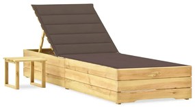 vidaXL Șezlong de grădină cu masă și pernă, lemn de pin tratat