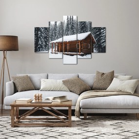 Tablou - Cabană acoperită de zăpadă (150x105 cm)