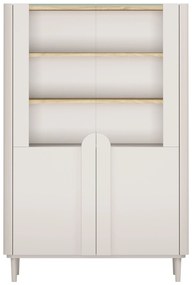 Vitrină Amilio 100 cm - cashmere / stejar uleiat / mânere cashmere