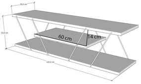 Comodă TV în culoare naturală cu aspect de lemn de nuc 120x33 cm Canaz – Kalune Design