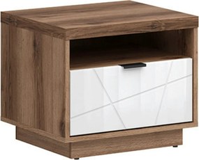 Noptiera FORN, nuc/alb lucios, PAL melaminat, 50x43x43 cm