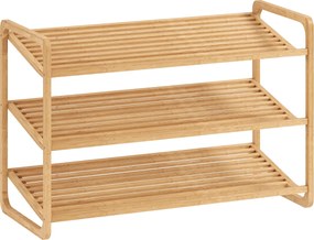HOMCOM Etajeră pentru pantofi cu 3 rafturi pentru 12 perechi de pantofi din bambus 76x33x50.8 cm | Aosom Romania
