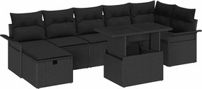 vidaXL Set de canapele pentru grădină cu pernă 8 pcs Negru Rattan poli