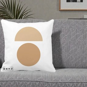 Perna Decorativa Geometric Minimalist Auriu, 40x40 cm, Alba Mata, Husa Detasabila, Perna Inclusa, BEKZ®
