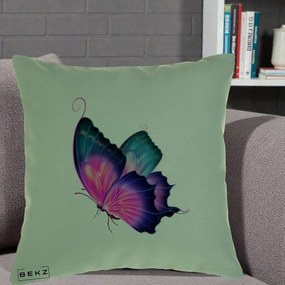 Perna Decorativa Fluture Neon, 40x40 cm, Verde, Husa Detasabila, Perna Inclusa, BEKZ®