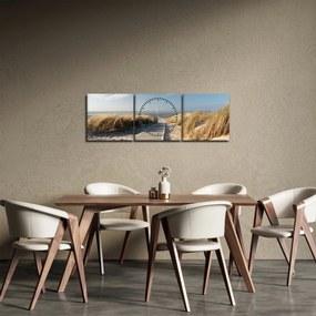 Tablou - Plaja cu nisip de pe insula Langeoog, Germania (cu ceas) (90x30 cm)