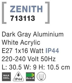 Aplica de perete pentru exterior IP44 ZENITH gri NVL-713113