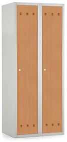 Dulap metalic cu usi din lemn, 80 x 50 x 180 cm, inchidere cilindrica, fag