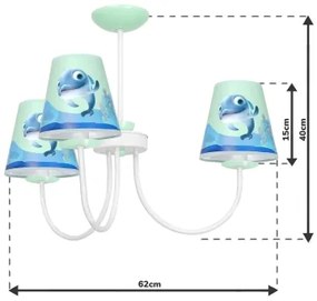 Lustră pe tijă pentru copii DOLPHIN 3xE14/40W/230V