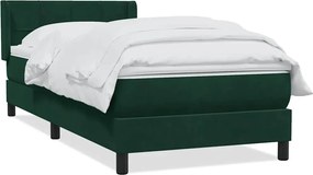 vidaXL Pat box spring cu saltea, verde închis, 80x220 cm, catifea