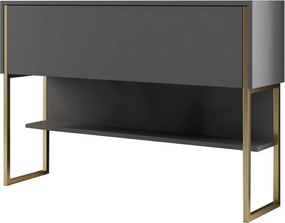 Consola LUXE, gri antracit/auriu, PAL melaminat/metal, 120x30x80 cm