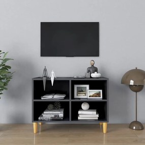 Comoda TV, picioare lemn masiv, gri extralucios, 69,5x30x50 cm 1, gri foarte lucios, 69.5 x 30 x 50 cm
