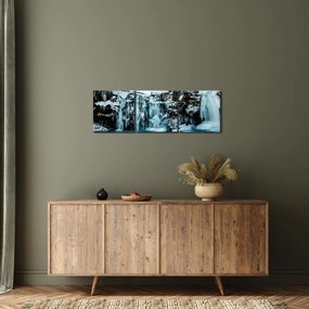 Tablou cu cascade înghețate (cu ceas) (90x30 cm)
