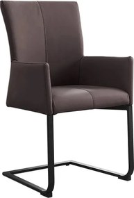 Scaun cu brate, Metal, Piele Naturala, Gri Taupe, SAMSON A-45175 VC