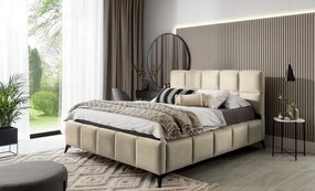 Pat Rubik 160x200 cm Tapitat Stofa Culoare Crem Somiera Inclusa (cod ML 2223-01)