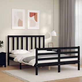 3193855 vidaXL Cadru de pat cu tăblie, negru, 120x200 cm, lemn masiv