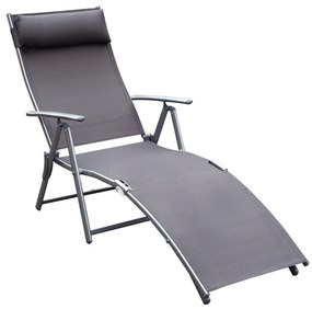 Outsunny Sezlong Relax Pliabil Schelet in Metal 137x63.5x100.5cm Gri