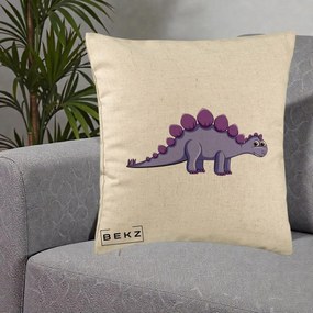 Perna Personalizata Stegozaur Mov, 40x40 cm, Bej, Husa Detasabila, Perna Inclusa, BEKZ®