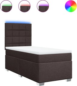 vidaXL Pat box spring cu saltea, maro închis, 90x190 cm, textil
