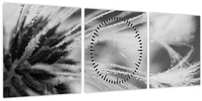 Tablou - Macro,alb-negru (cu ceas) (90x30 cm)