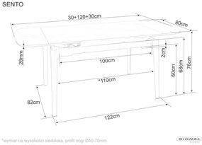 Masa extensibila Sento alb/negru L120-180xl80 cm
