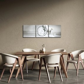 Tablou - Cal alb (cu ceas) (90x30 cm)