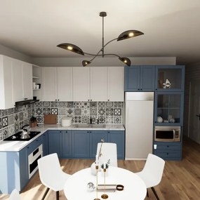 Lustră pe tijă LOTUS 4xE14/10W/230V negru/auriu