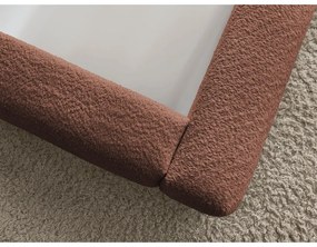 Pat matrimonial portocaliu tapițat cu spațiu de depozitare cu somieră 160x200 cm Orlane – Bobochic Paris