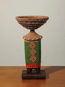 Decoratiune de masa, cu bol din rasina, H34cm, Africa
