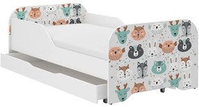 Pat modern pentru copii, cu animale de pădure140 x 70 cm