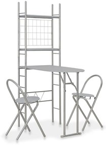vidaXL Set mobilier bucătărie cu depozitare, 3 piese, gri, MDF și oțel