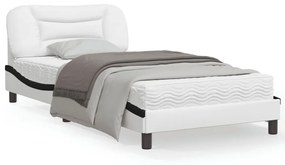 3207987 vidaXL Cadru de pat cu tăblie alb și negru 100x200cm piele artificială