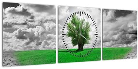 Tablou - O bucată de natură în oraș (cu ceas) (90x30 cm)