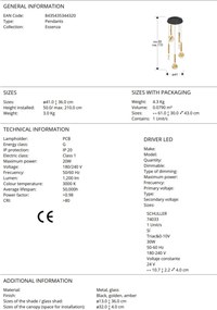 Lustra LED suspendata design modern Essenza negru, auriu