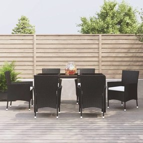 3187319 vidaXL Set mobilier de grădină cu perne, 7 piese, negru, poliratan